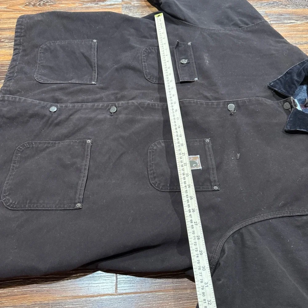 VTG Carhartt Mens 3XL Dark Brown Blanket Duck Canvas Chore Coat Jacket Detroit